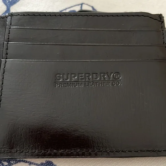 Superdry bifold wallet, premium black leather - Picture 1 of 10